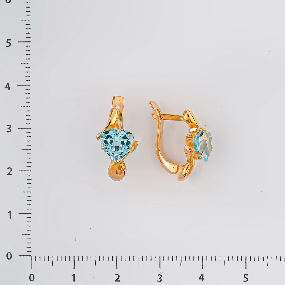 Серьги с топазом из красного золота 585 пробы