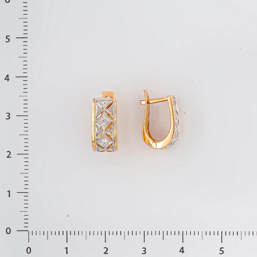 Серьги с фианитом из красного золота 585 пробы