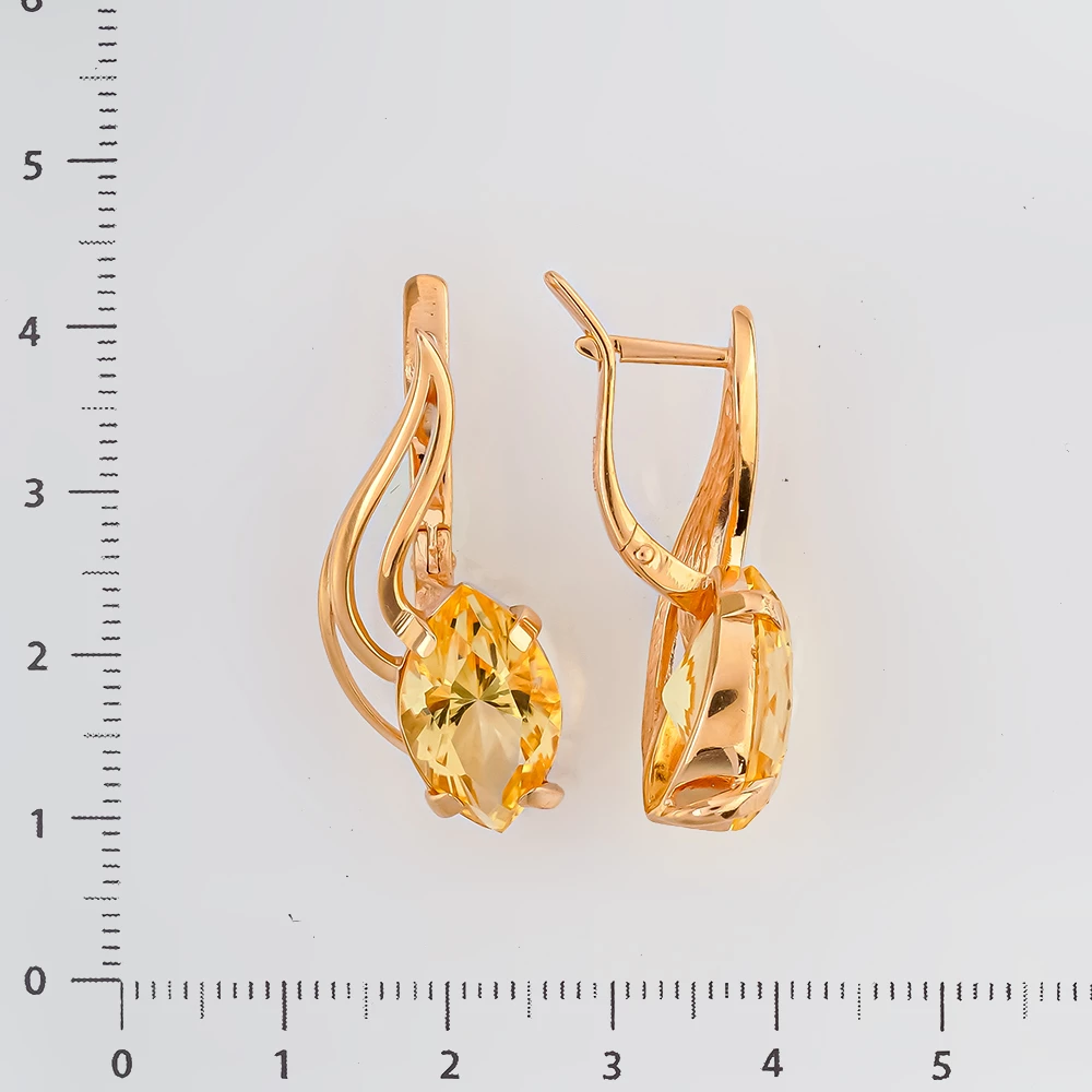 Серьги с ситаллом из красного золота 585 пробы