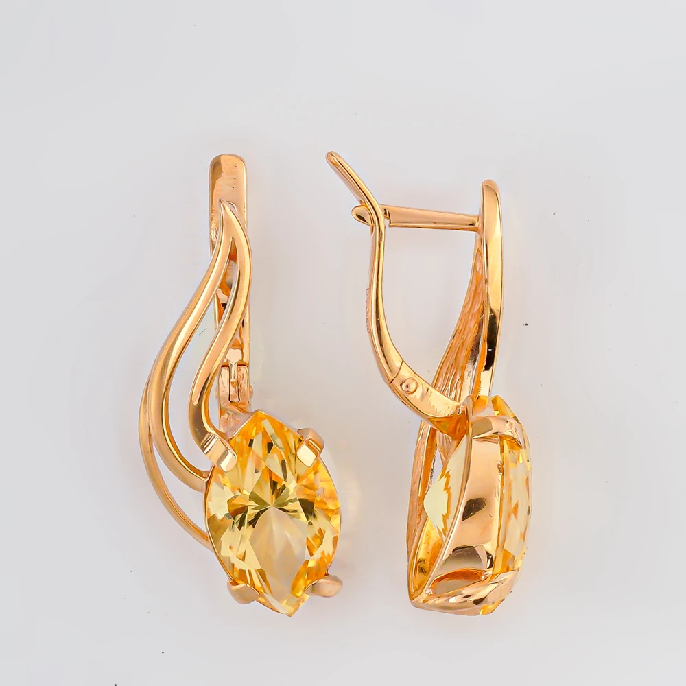 Серьги с ситаллом из красного золота 585 пробы