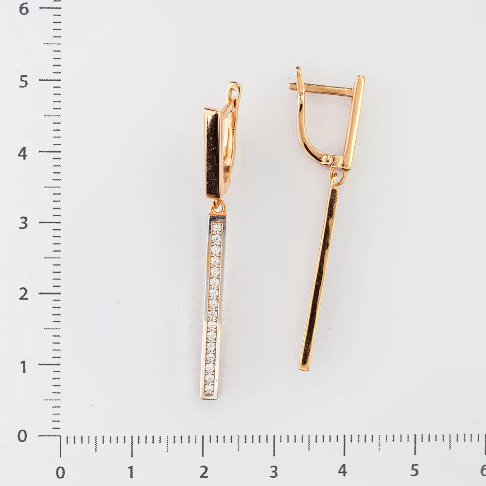 Серьги с фианитом из красного золота 585 пробы