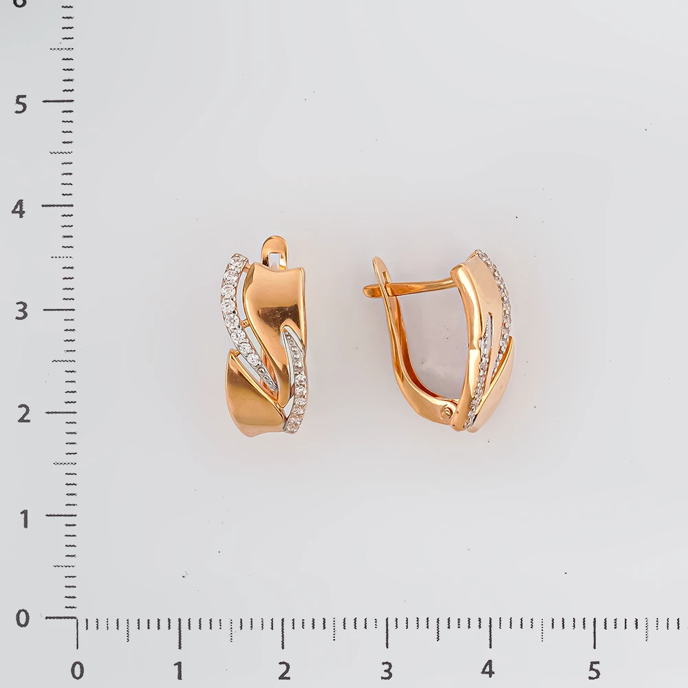 Серьги с фианитом из красного золота 585 пробы