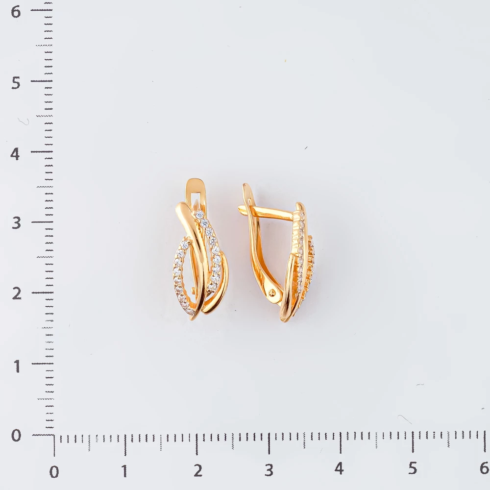 Серьги с фианитом из красного золота 585 пробы