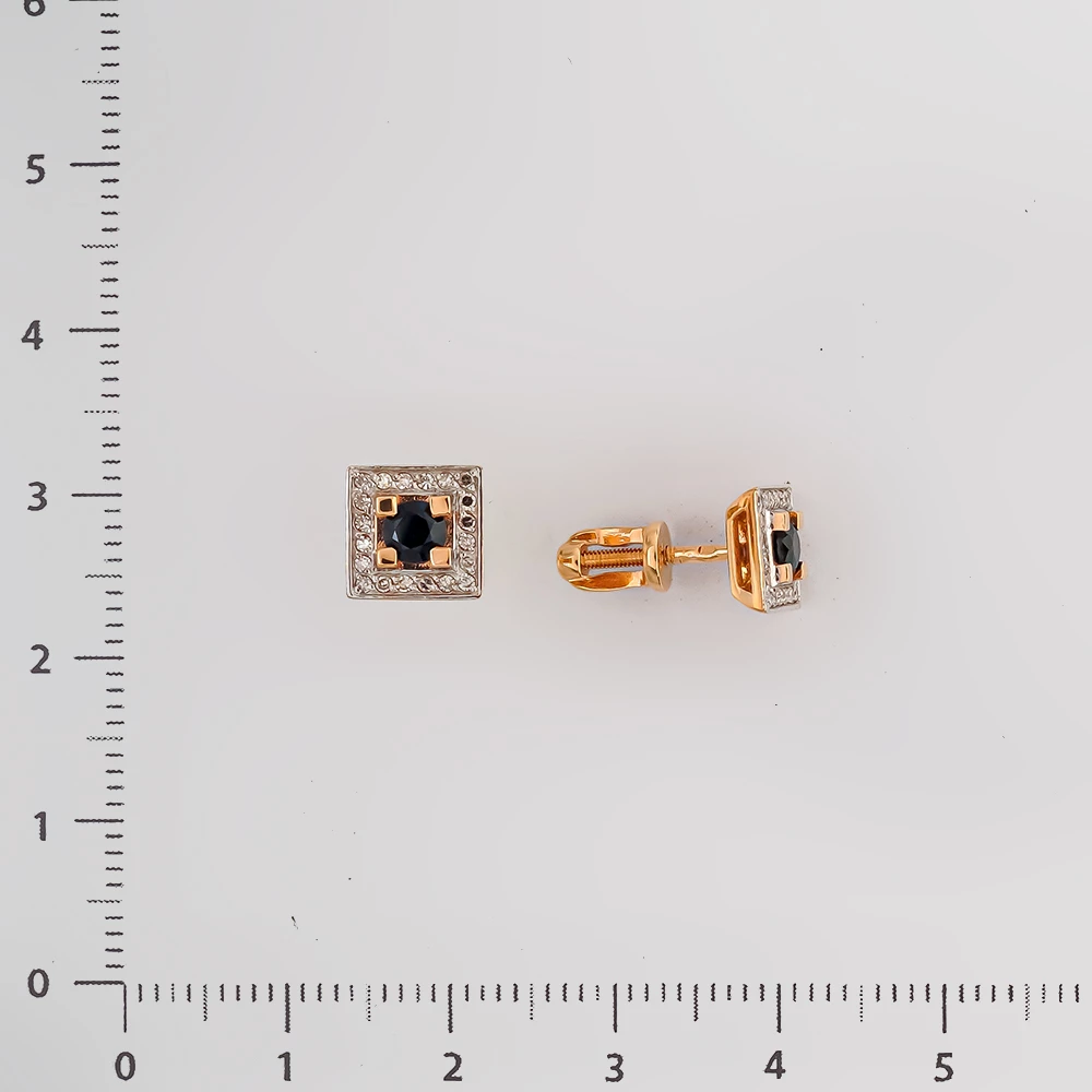 Серьги с сапфиром из красного золота 585 пробы