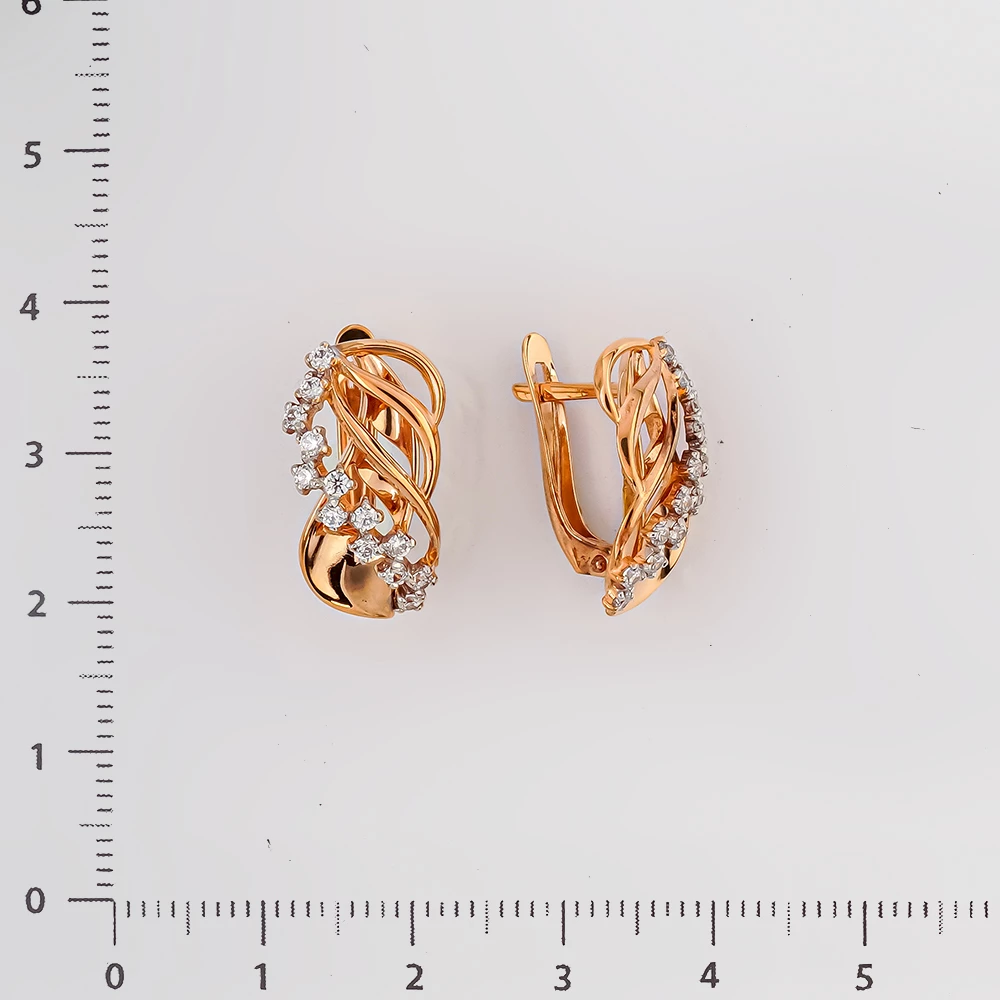 Серьги с фианитом из красного золота 375 пробы