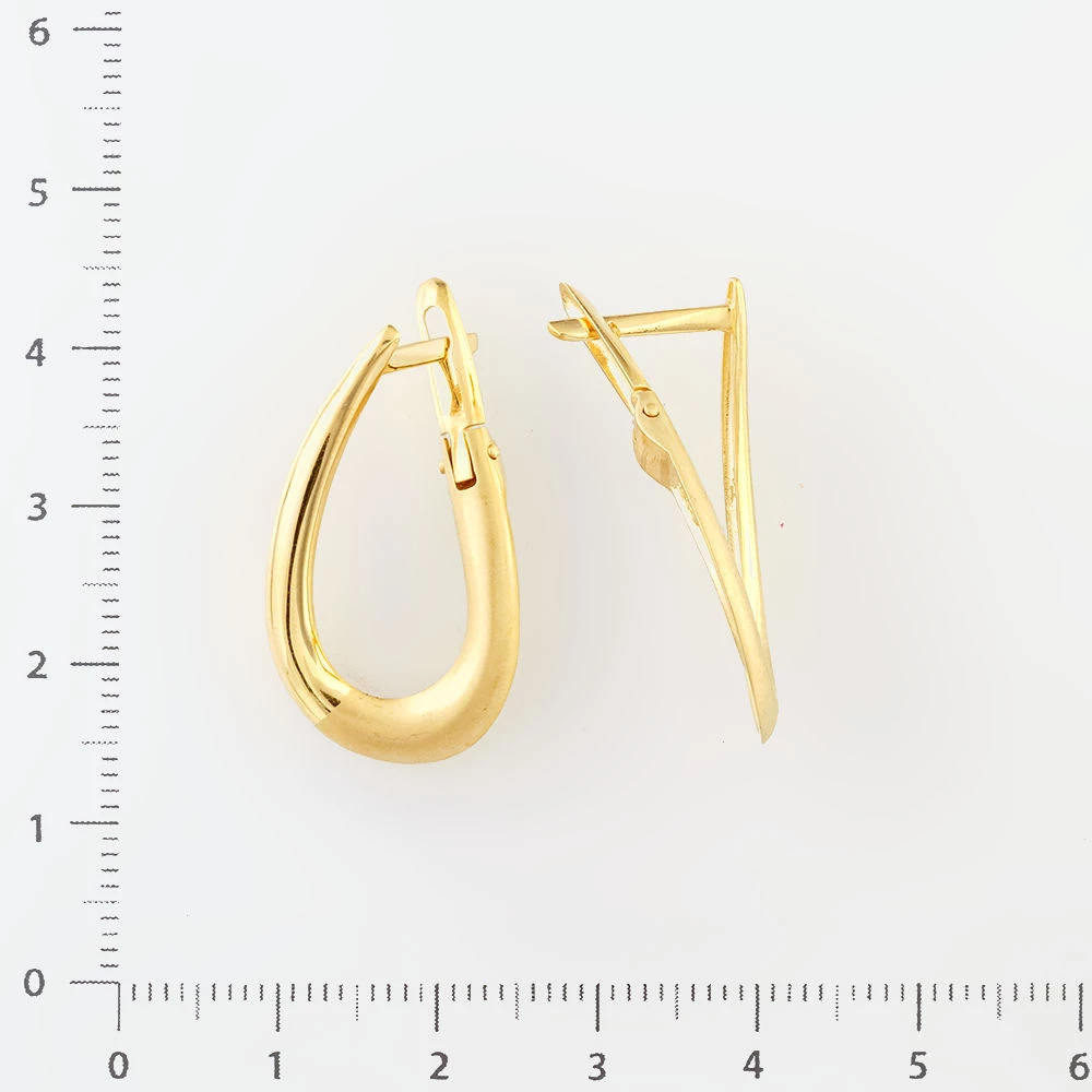 Серьги конго из желтого золота 585 пробы