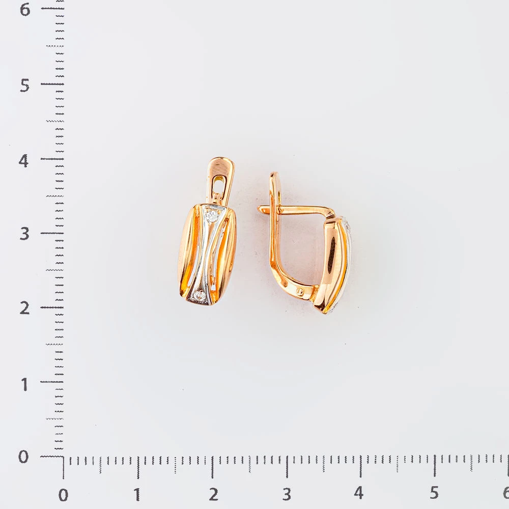 Серьги с фианитом из красного золота 585 пробы