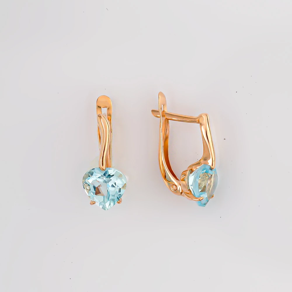 Серьги с топазом из красного золота 585 пробы