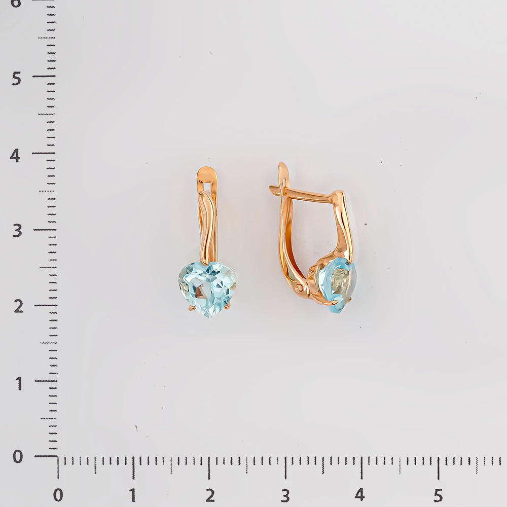 Серьги с топазом из красного золота 585 пробы