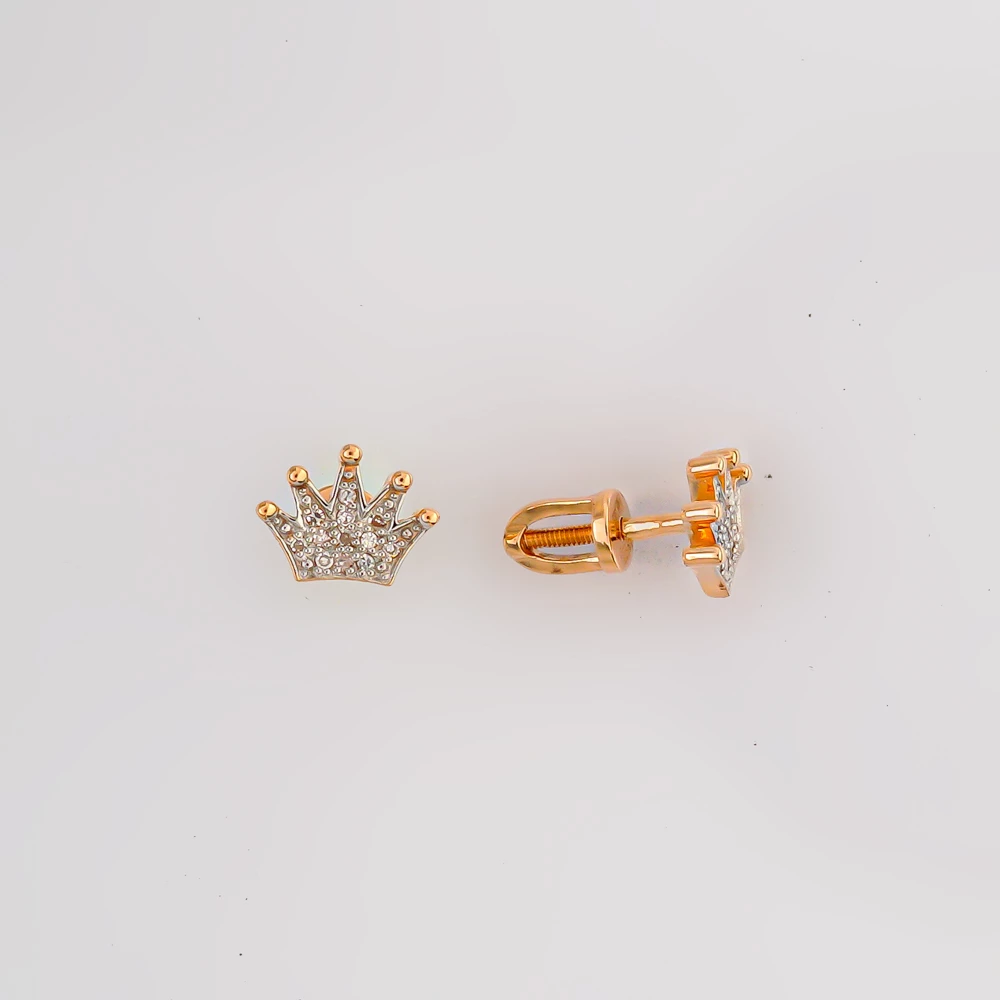 Серьги с бриллиантом из красного золота 585 пробы