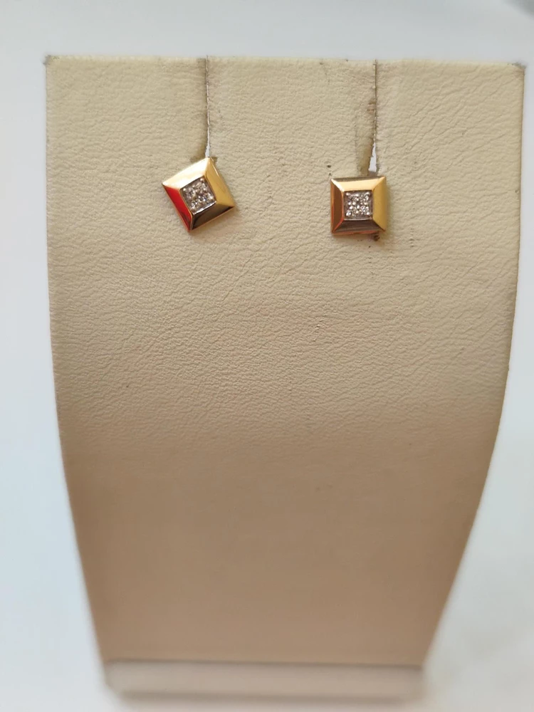 Серьги с фианитом из красного золота 585 пробы