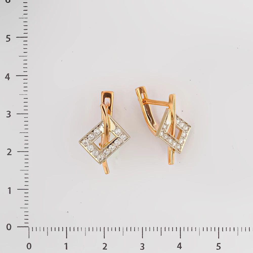 Серьги с бриллиантом из красного золота 585 пробы