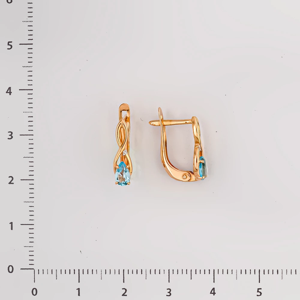 Серьги с топазом из красного золота 585 пробы
