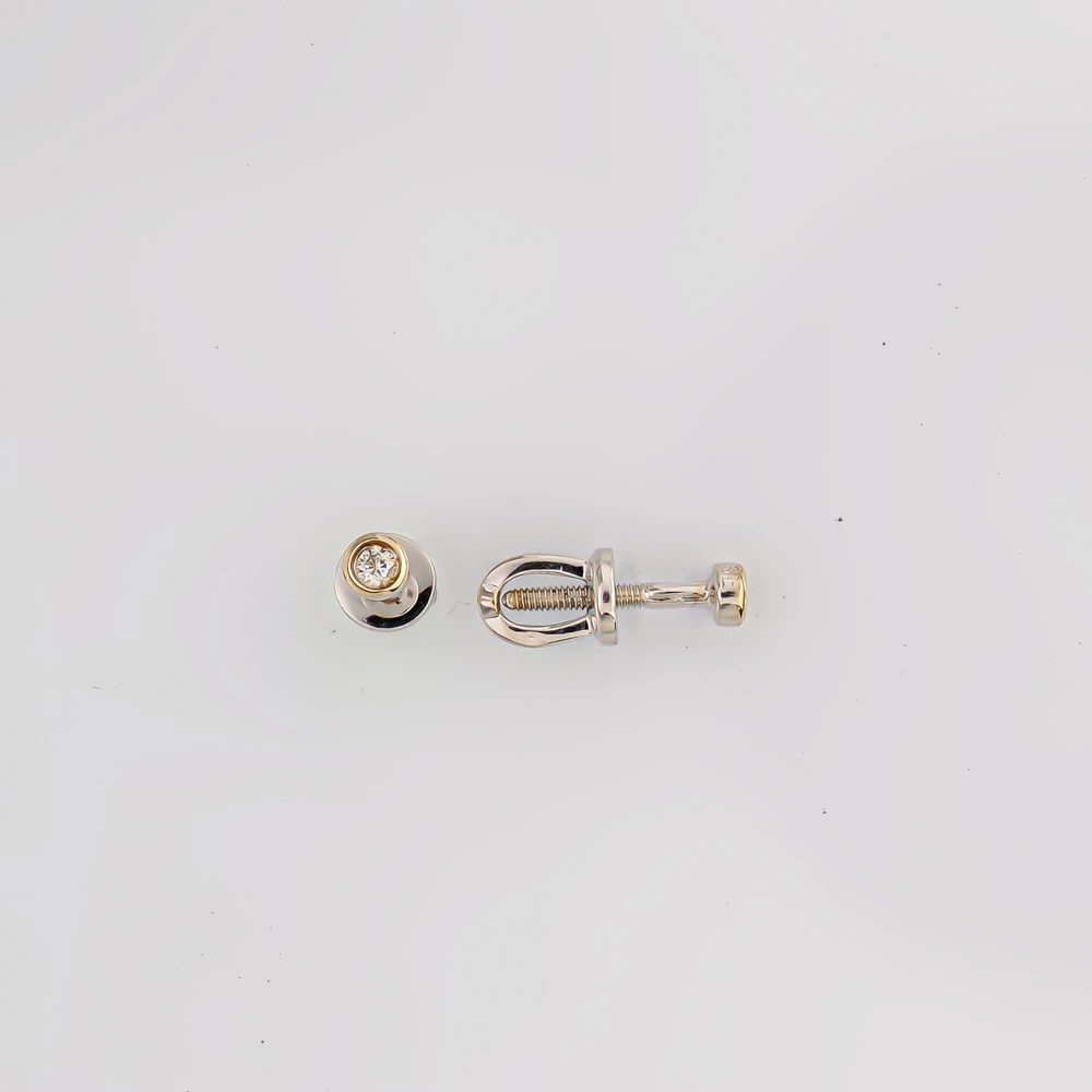 Серьги с бриллиантом из белого золота 585 пробы