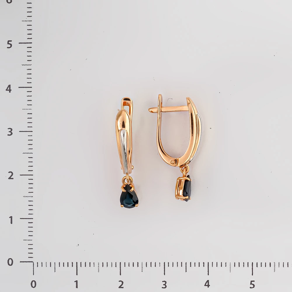 Серьги с сапфиром из красного золота 585 пробы