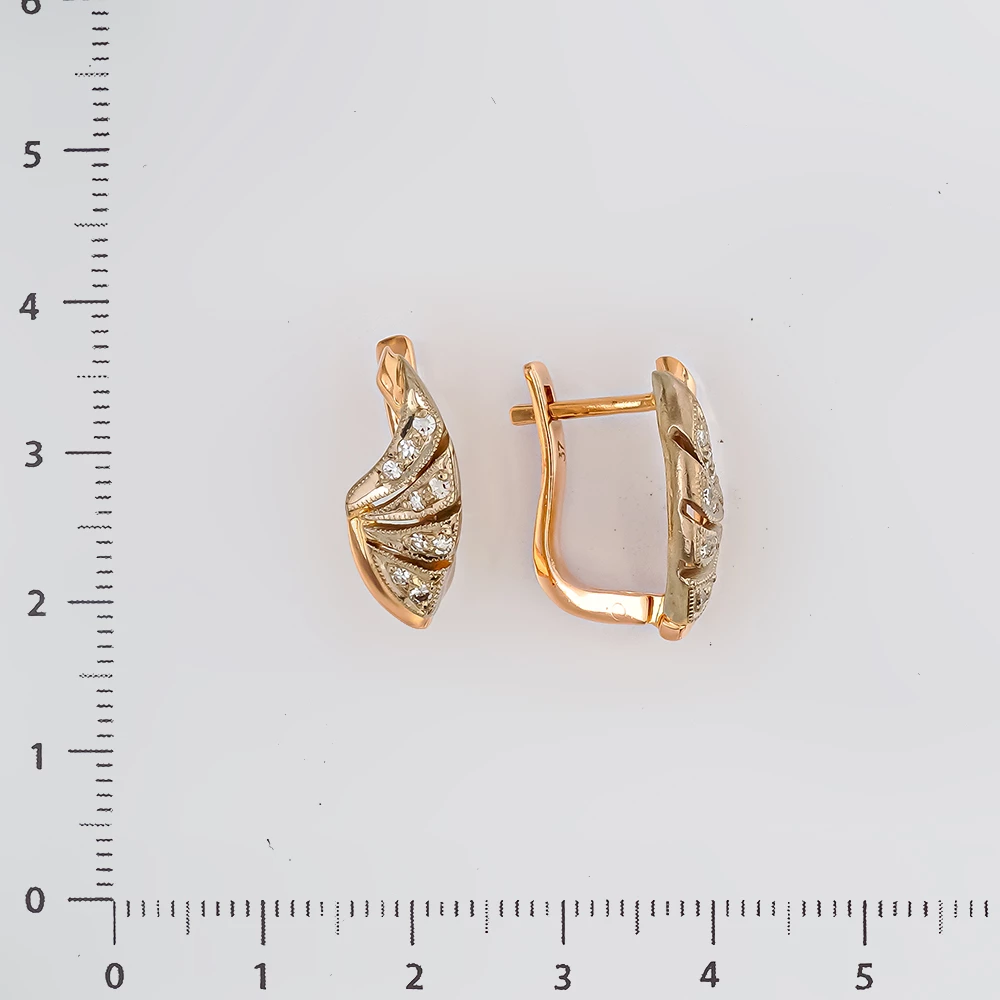 Серьги с бриллиантом из красного золота 585 пробы