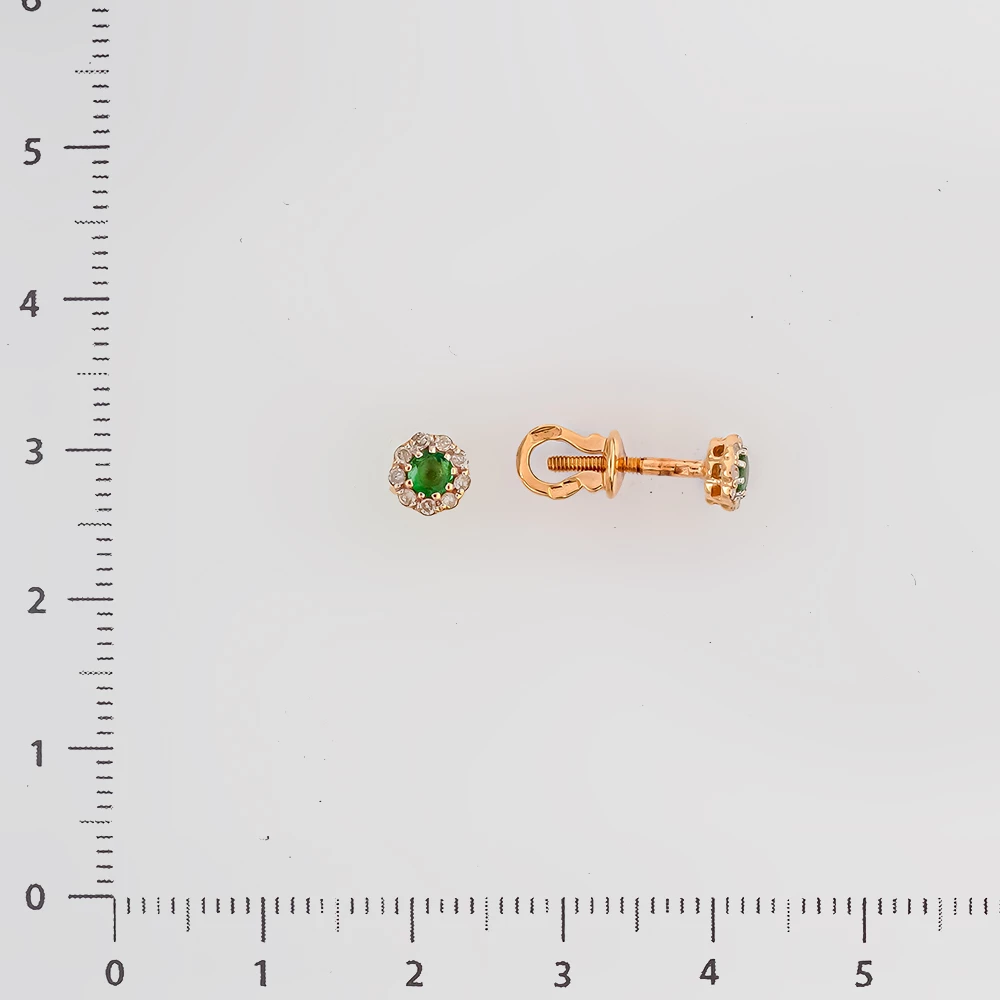 Серьги с изумрудом из красного золота 585 пробы