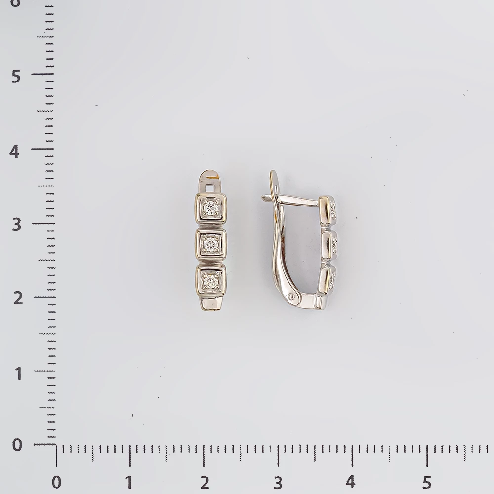 Серьги с бриллиантом из белого золота 375 пробы