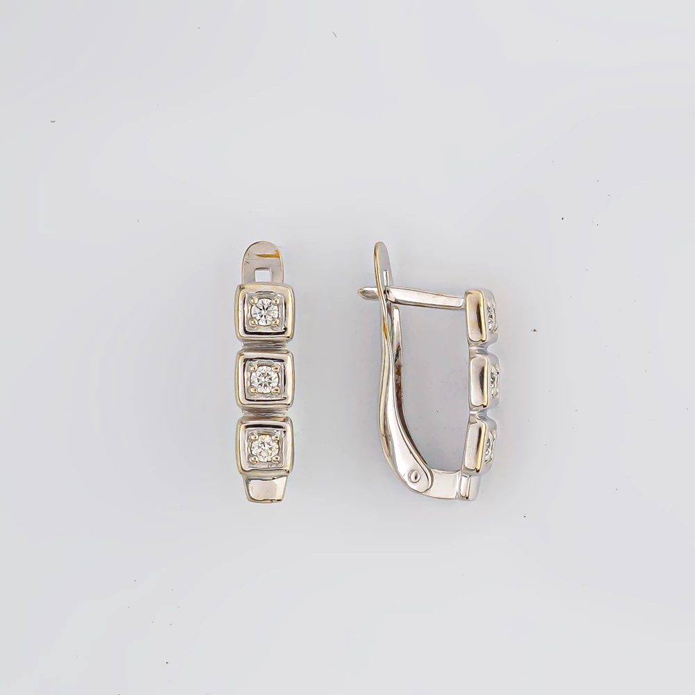 Серьги с бриллиантом из белого золота 375 пробы