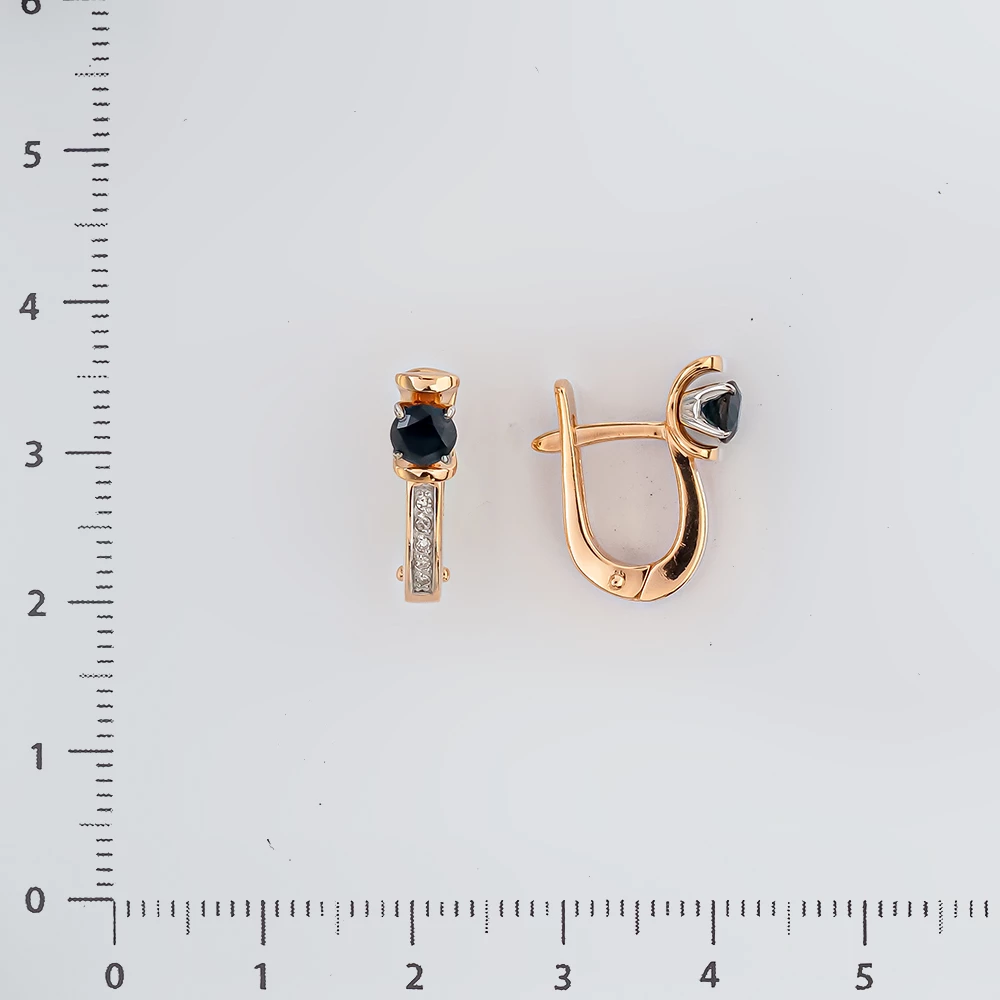 Серьги с сапфиром синтетическим из красного золота 585 пробы