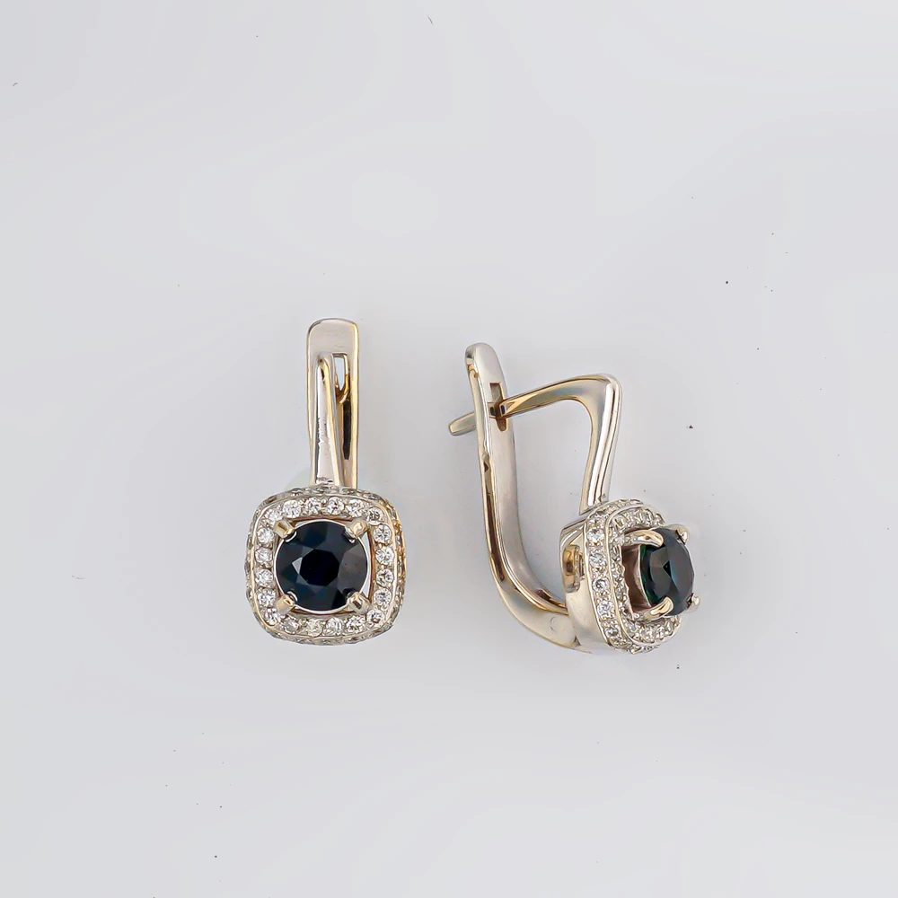 Серьги с сапфиром из белого золота 585 пробы