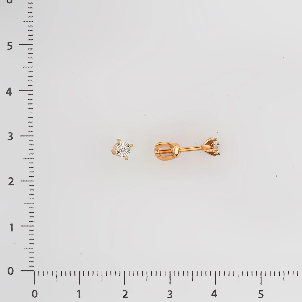 Серьги с бриллиантом из красного золота 585 пробы