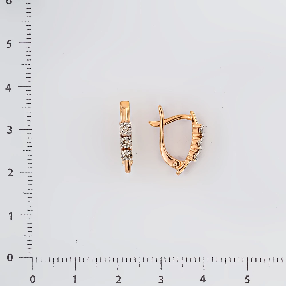 Серьги с бриллиантом из красного золота 585 пробы