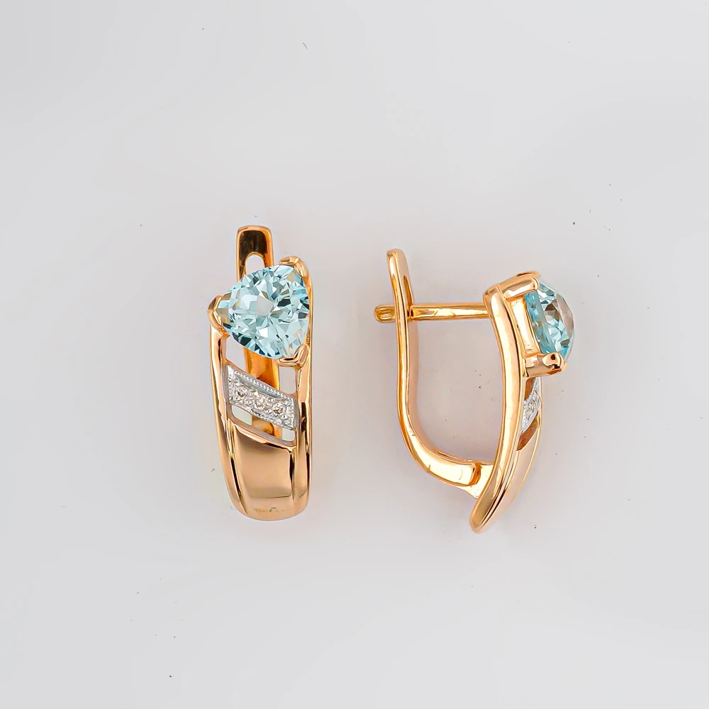 Серьги с топазом из красного золота 585 пробы