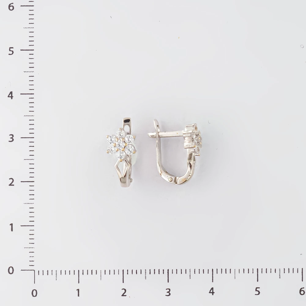 Серьги с фианитом из белого золота 585 пробы