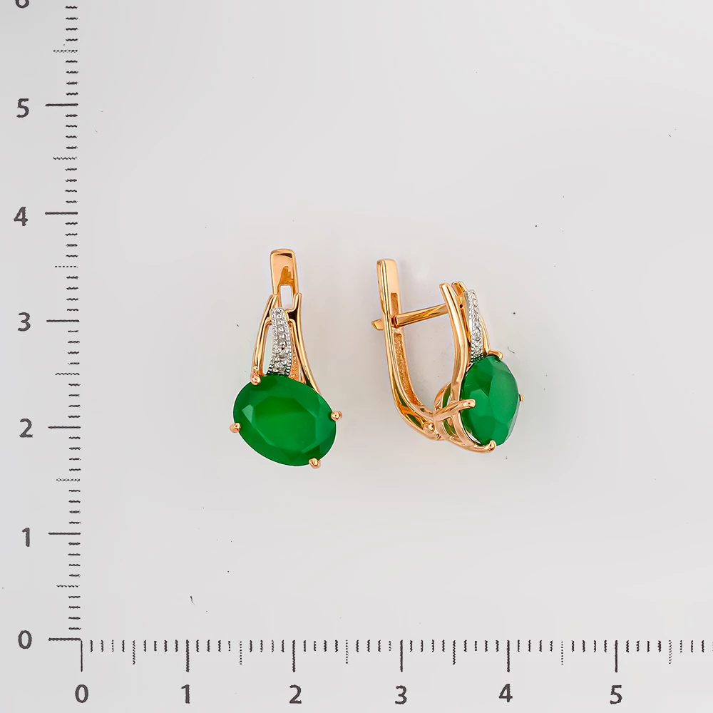Серьги с агатом из красного золота 585 пробы