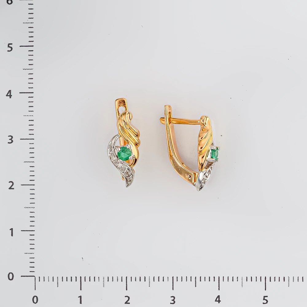 Серьги с изумрудом из красного золота 585 пробы
