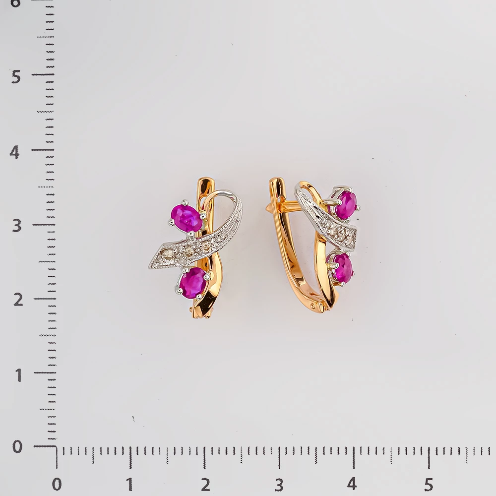 Серьги с рубином из красного золота 585 пробы