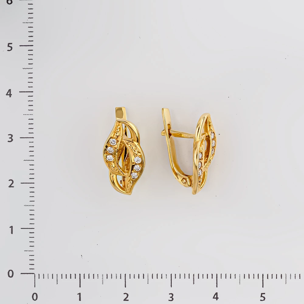 Серьги с бриллиантом из желтого золота 585 пробы