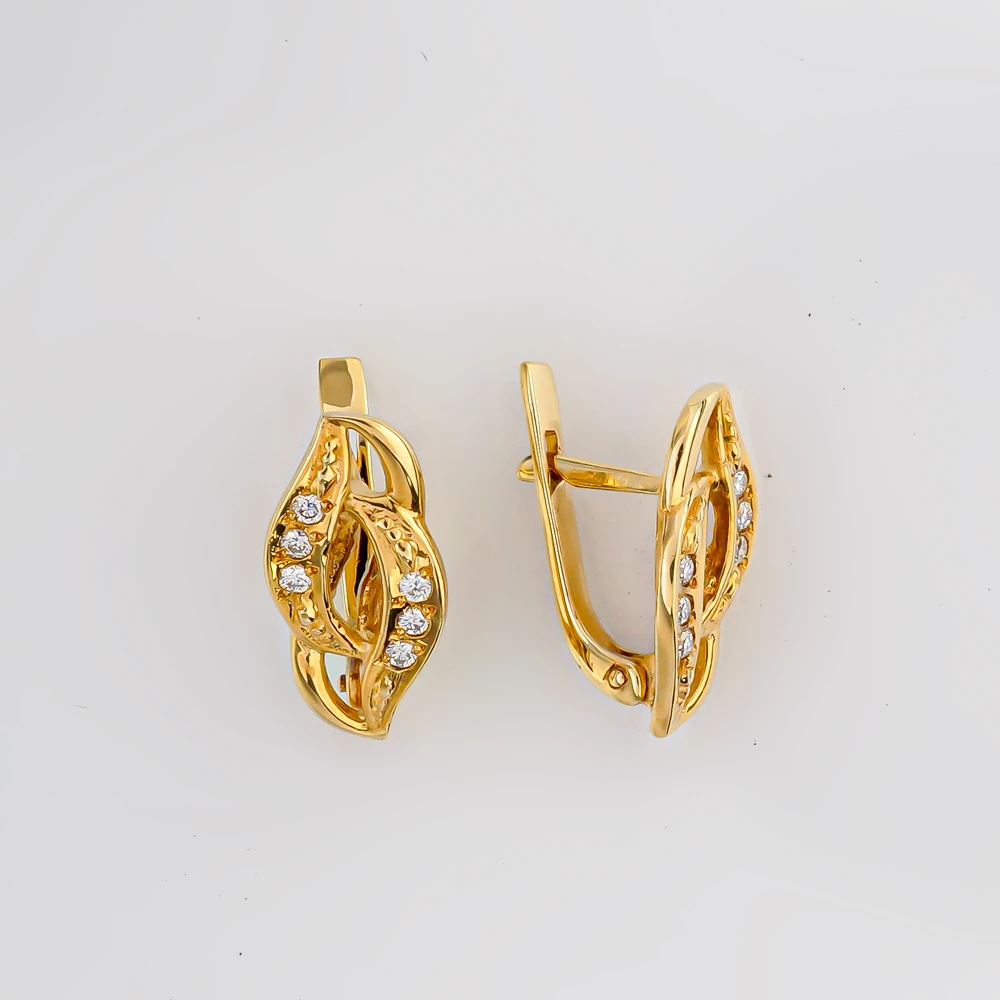 Серьги с бриллиантом из желтого золота 585 пробы