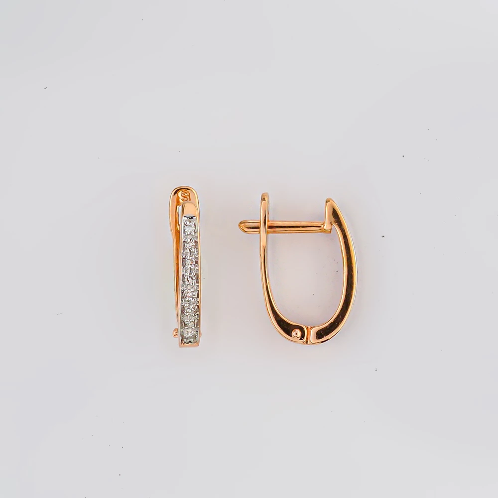 Серьги с бриллиантом из красного золота 585 пробы