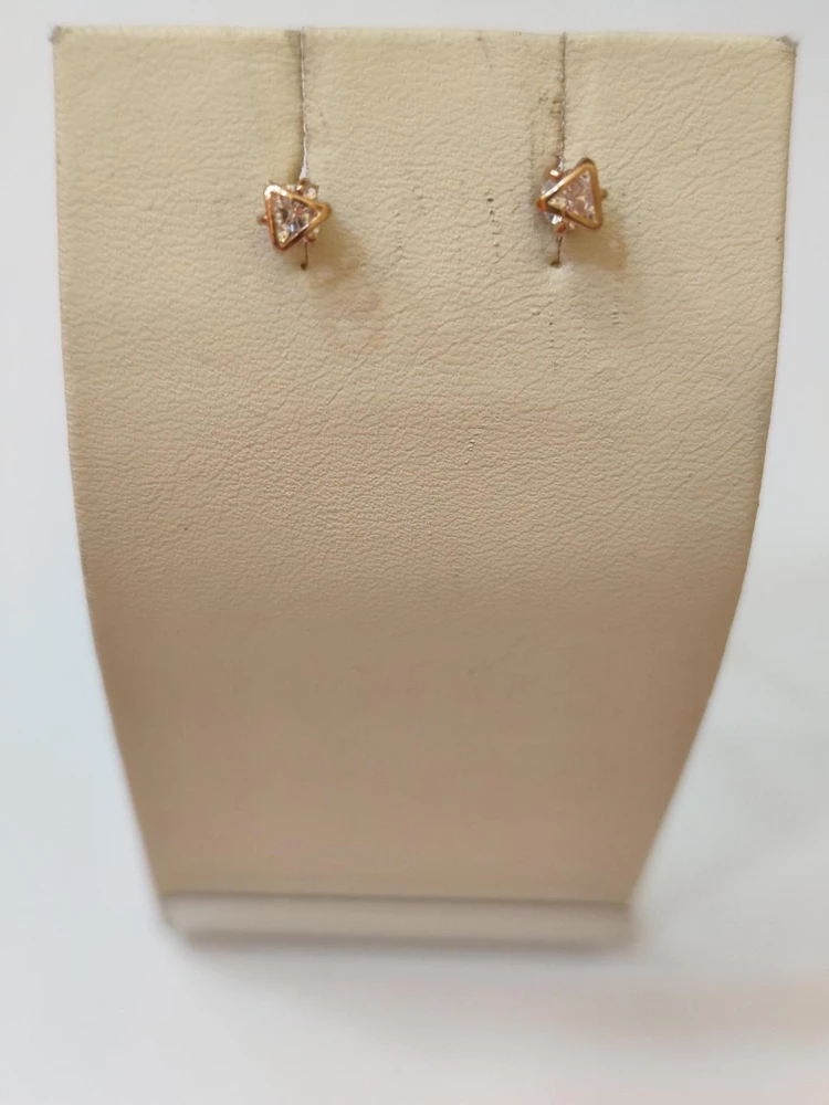 Серьги с фианитом из красного золота 375 пробы