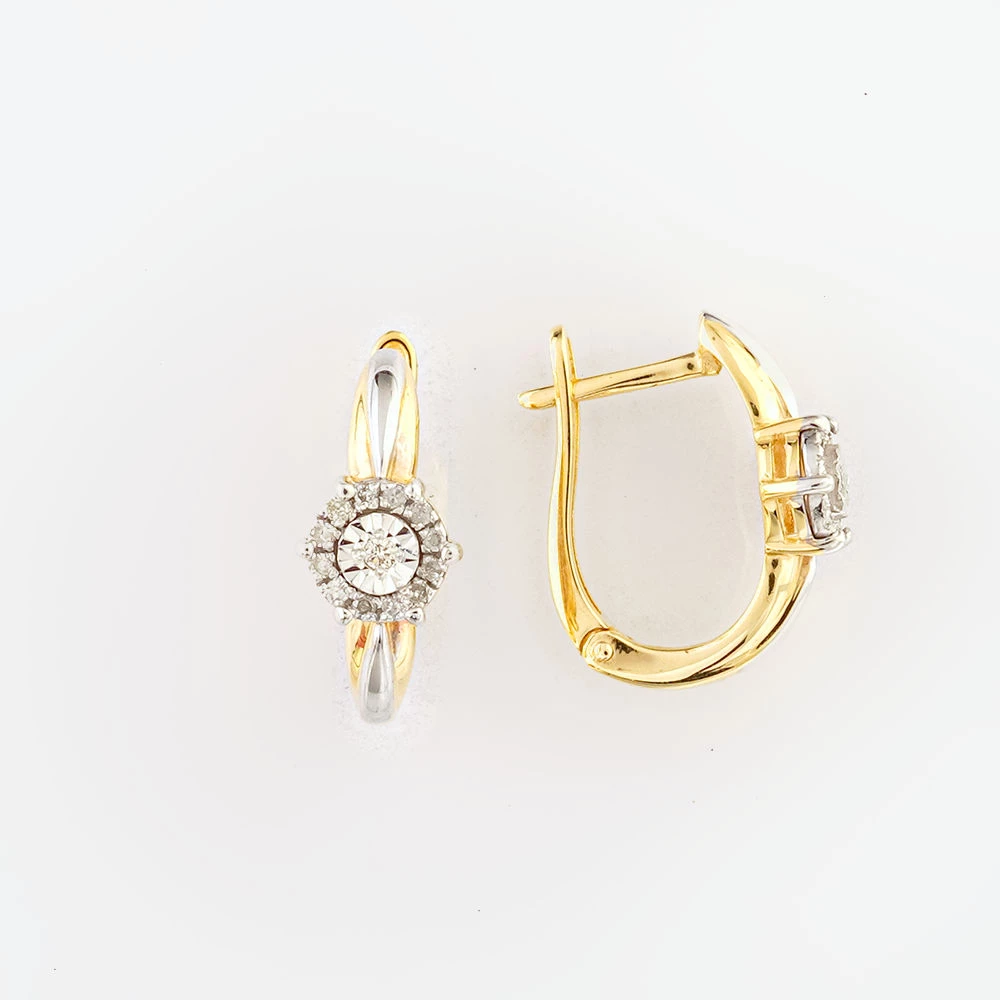 Серьги с бриллиантом из желтого золота 585 пробы