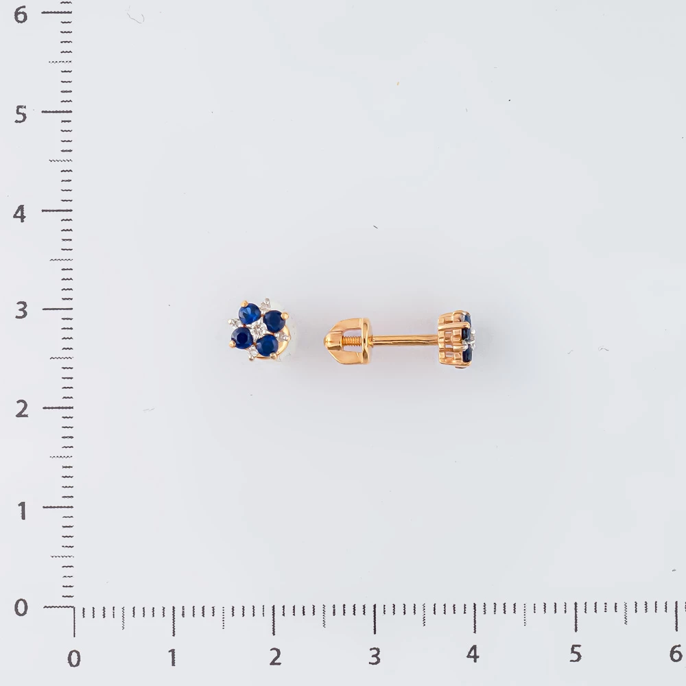 Серьги с сапфиром синтетическим из красного золота 585 пробы