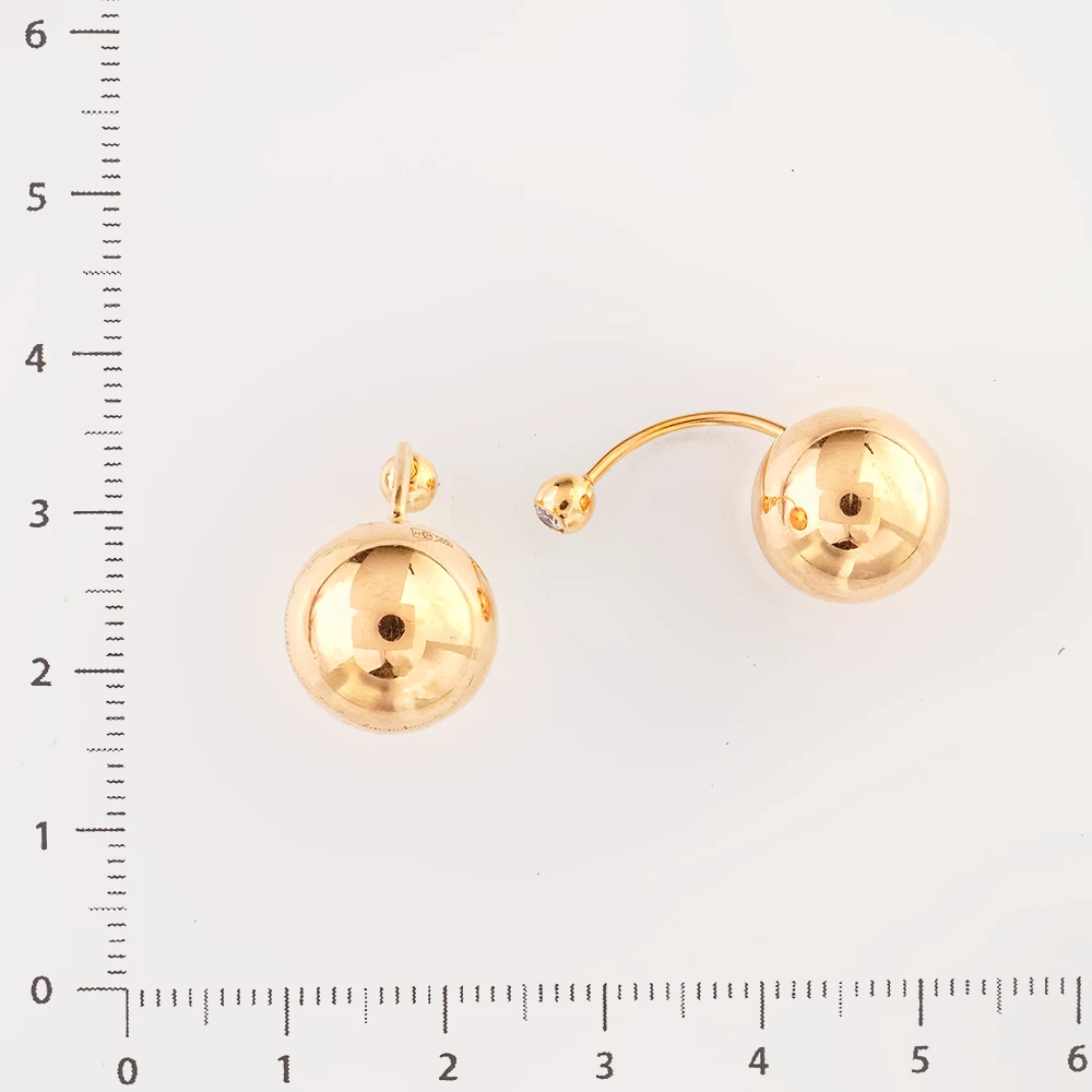 Серьги с фианитом из красного золота 585 пробы