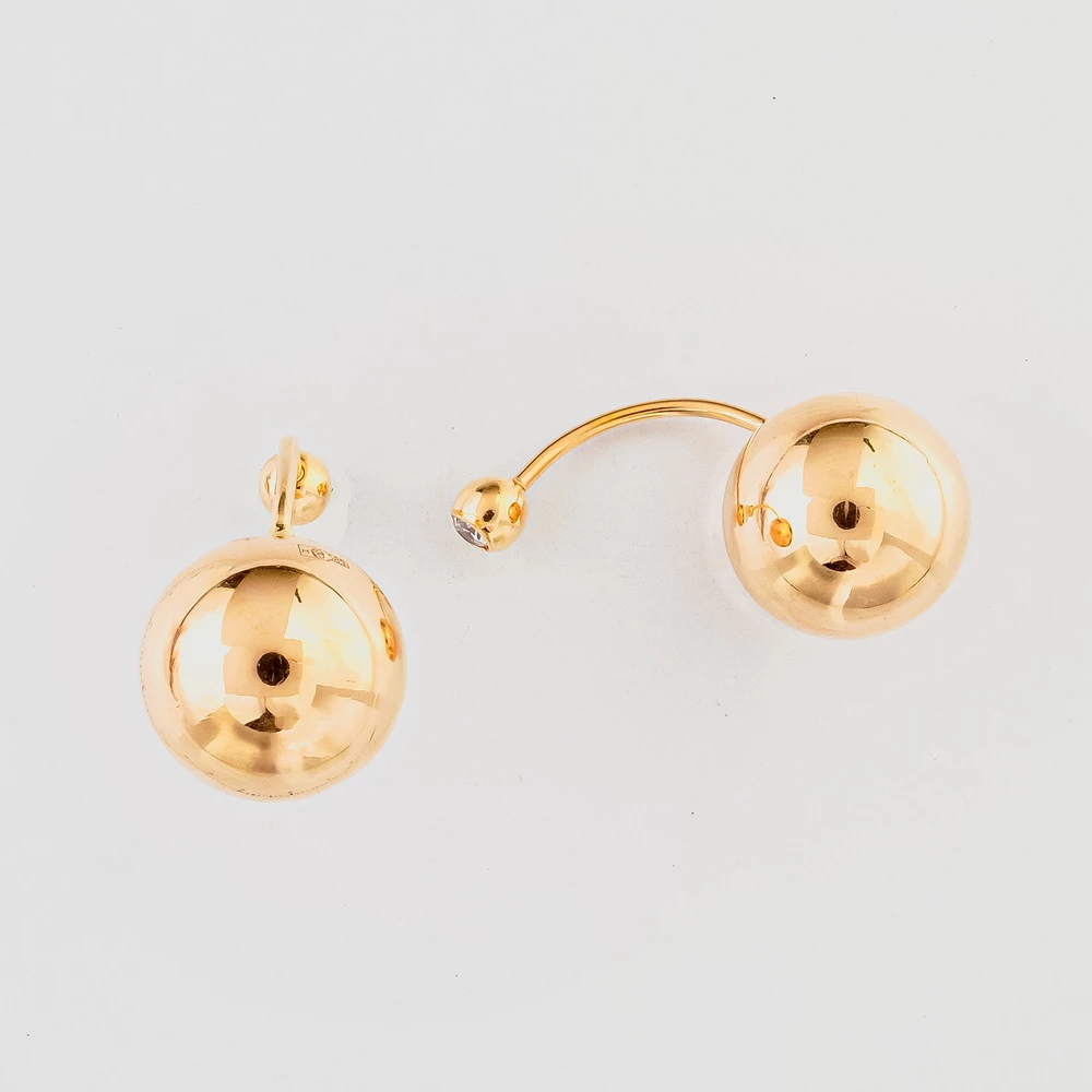 Серьги с фианитом из красного золота 585 пробы