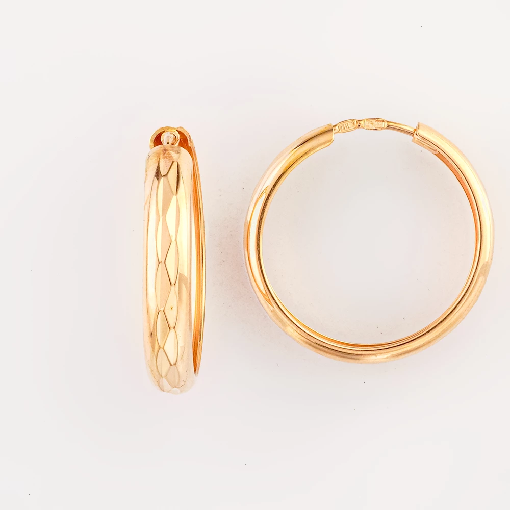 Серьги конго из красного золота 585 пробы