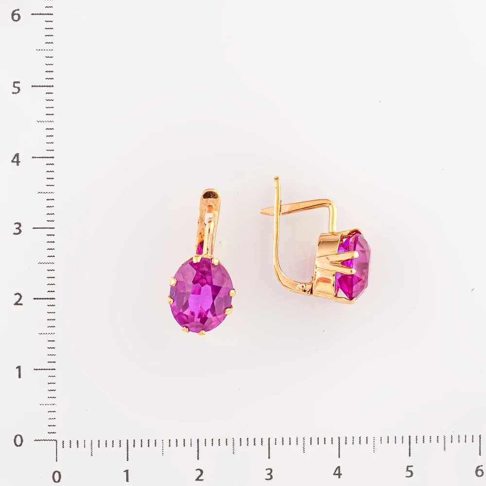 Серьги с фианитом из красного золота 583 пробы