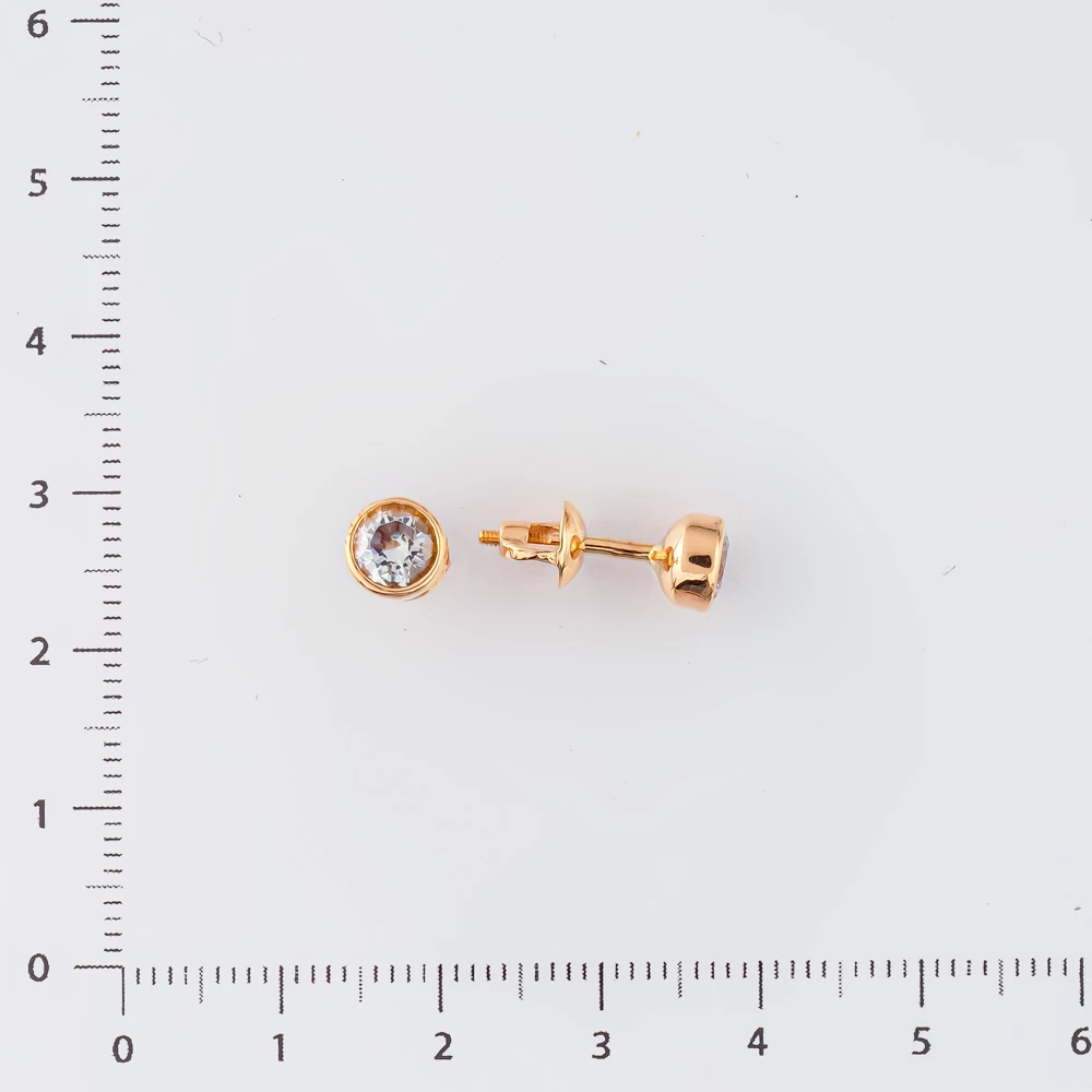 Серьги с фианитом из красного золота 585 пробы