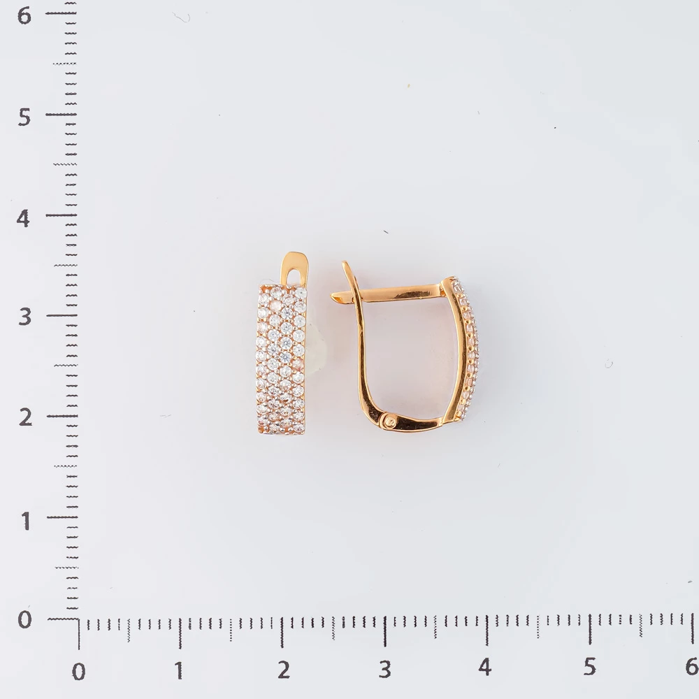 Серьги с фианитом из желтого золота 585 пробы