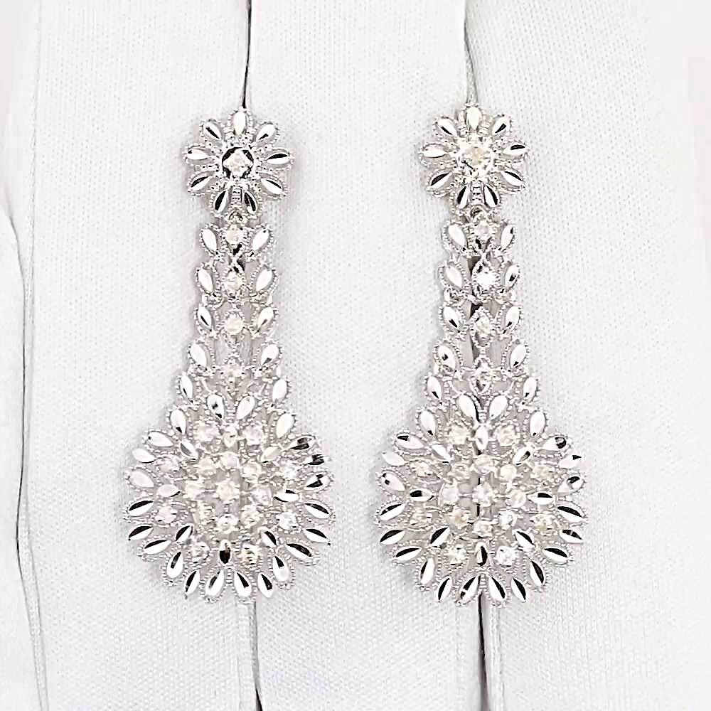 Серьги с бриллиантом из белого золота 585 пробы