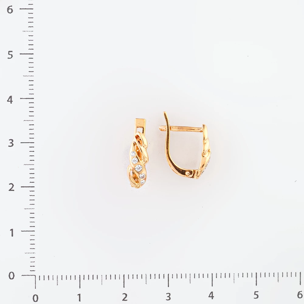 Серьги с фианитом из красного золота 585 пробы