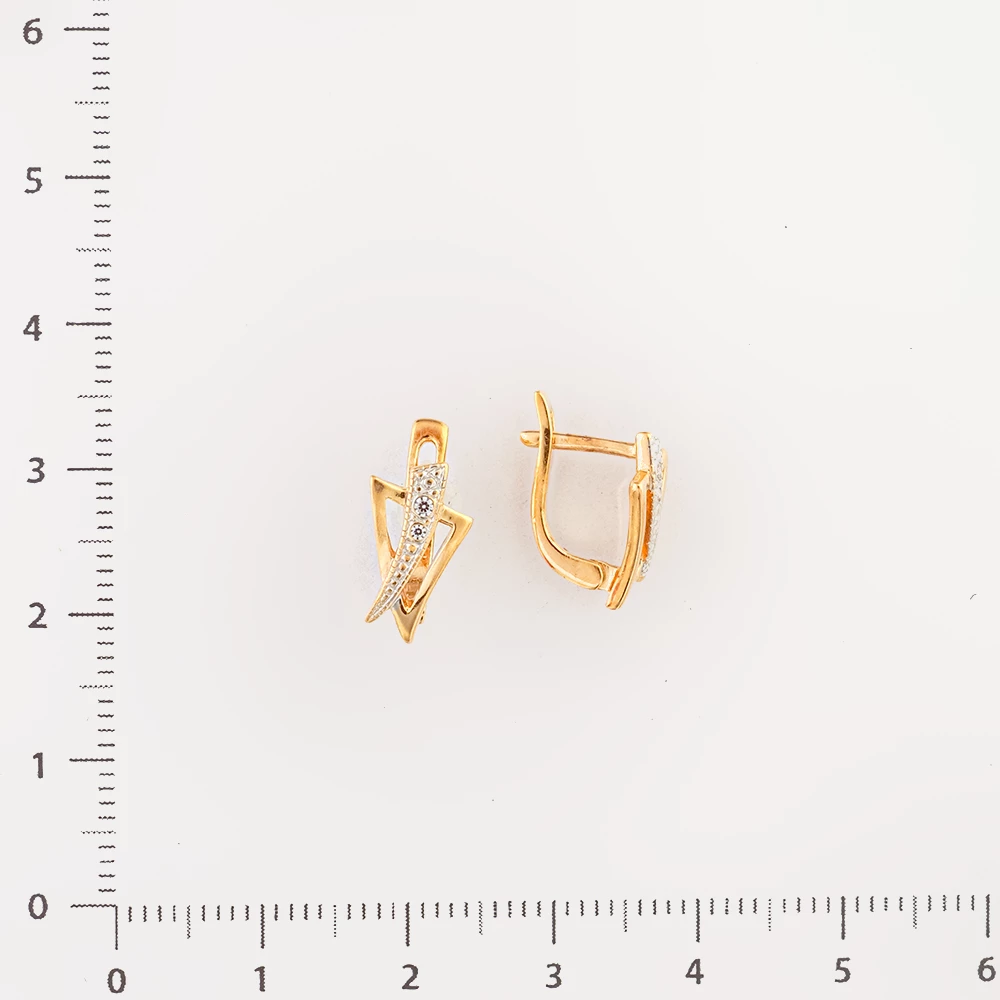 Серьги с фианитом из красного золота 585 пробы