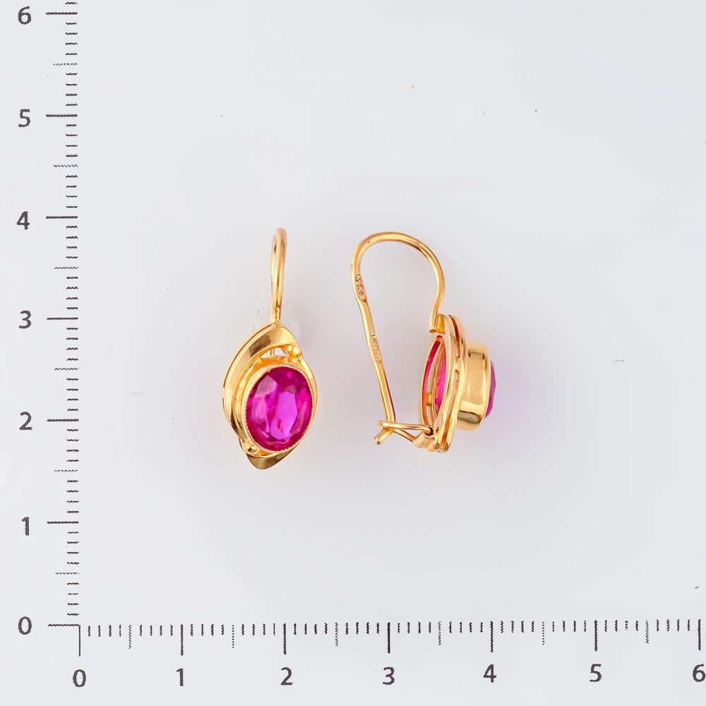 Серьги с фианитом из красного золота 583 пробы