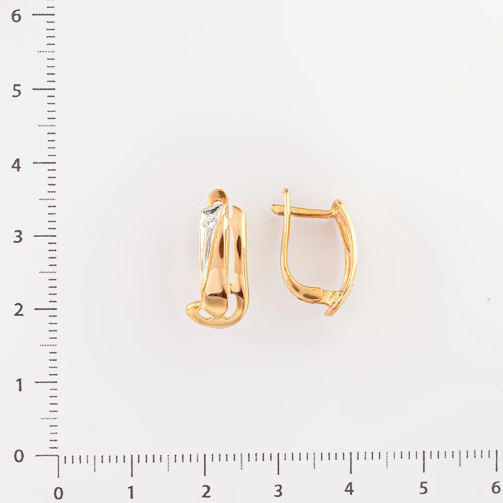 Серьги с фианитом из красного золота 585 пробы