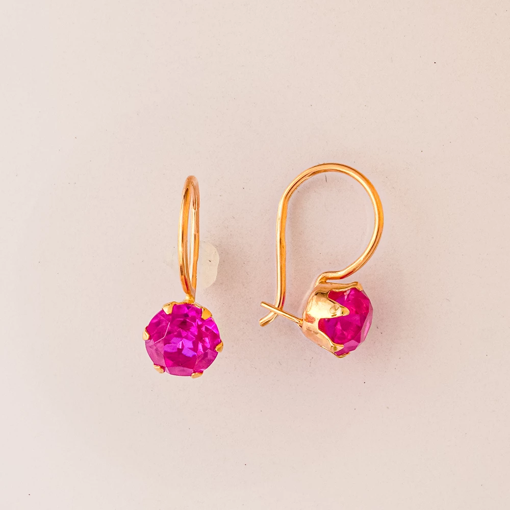 Серьги с фианитом из красного золота 583 пробы